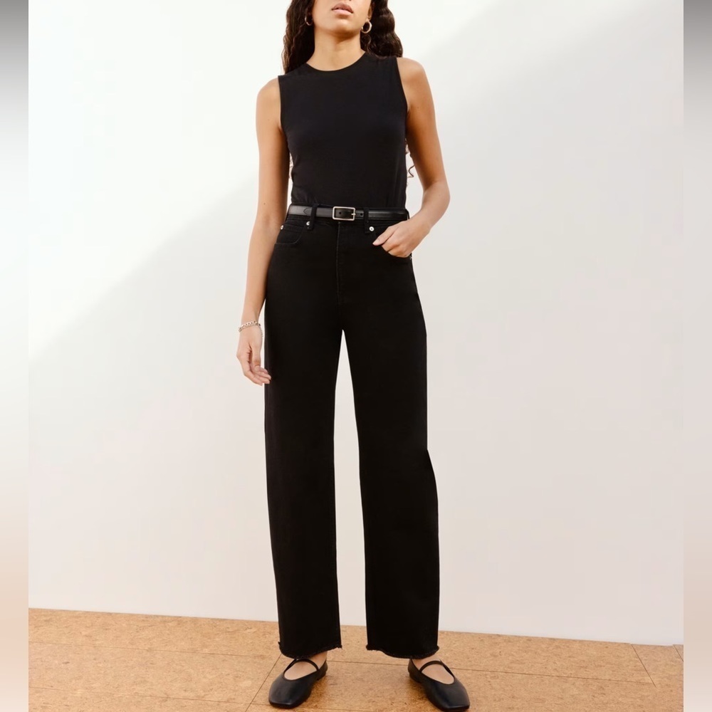 Everlane sz 28 Regular Coal Black The Way High Jean Low Stretch New